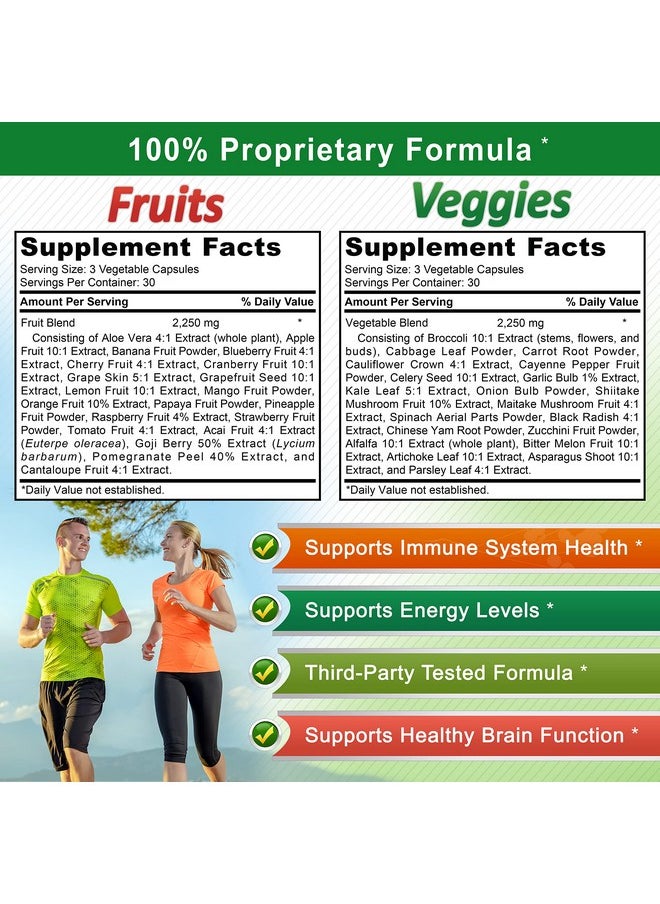 aSquared Nutrition - Fruits And Veggies Supplement 90 Veggie & 90 Fruit Capsules Superfood Vegetable Greens Vitamins Pills Nature - Image 1
