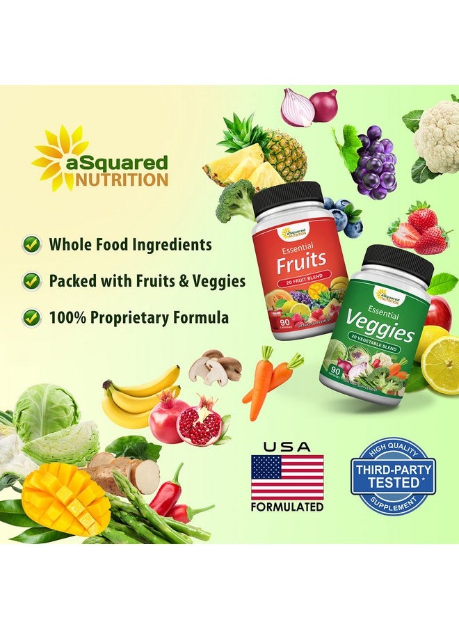 aSquared Nutrition - Fruits And Veggies Supplement 90 Veggie & 90 Fruit Capsules Superfood Vegetable Greens Vitamins Pills Nature - Image 1