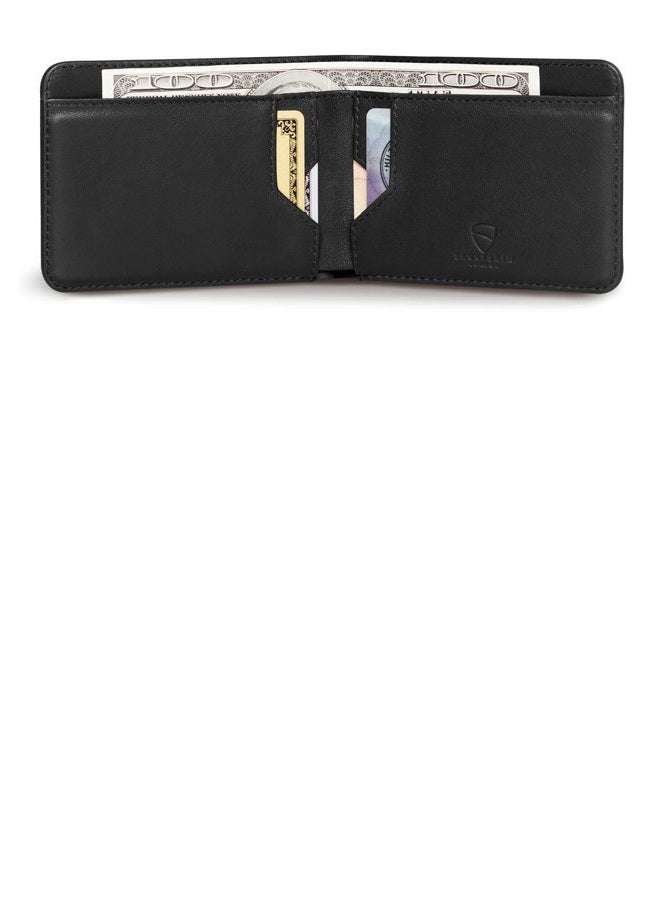 Vaultskin MANHATTAN Slim RFID Blocking Bifold Leather Wallet for Men - Minimalist Front Pocket Card Holder, Holds 9 Cards & Cash, Premium Italian Leather (Black) - Image 4