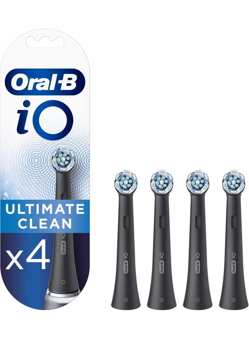 Oral-B iO Ultimate Clean Rechargeable Electric Toothbrush Replacement Heads, with Personalized Brushing Modes, Black, Pack of 4