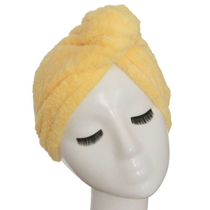 YYXR Microfiber Hair Drying Towel Ultra Absorbent Twist Hair Turban Drying Cap Hair Wrap yellow