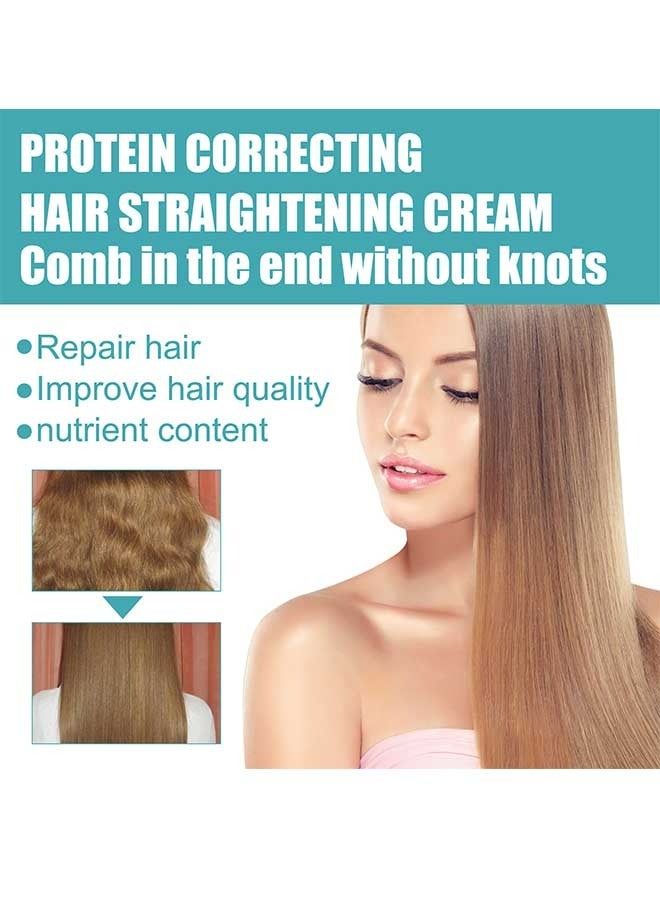 EELHOE Protein Correcting Hair Straighteing Cream 60ml, Silk And Gloss Hair Straightening Cream, Nourishing Fast Smoothing Care Straight Hair Cream, for Thick/Curly/Difficult Hair, Repair Damaged Hair - Image 3