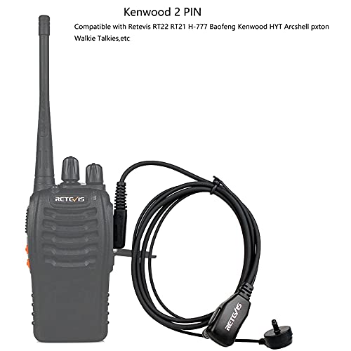 Retevis 2 Pin PTT Mic Covert Acoustic Headset Compatible with Kenwood PUXING Baofeng UV-5R UV-5RA 888S Retevis RT22 RT21 H777 (1 Pack) - Image 2