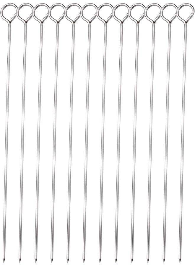 S-TOP 10 Inch Metal Barbecue Skewers, Stainless Steel BBQ Skewers, Shish Kebab Kabob Skewers 12 Pcs - Image 1