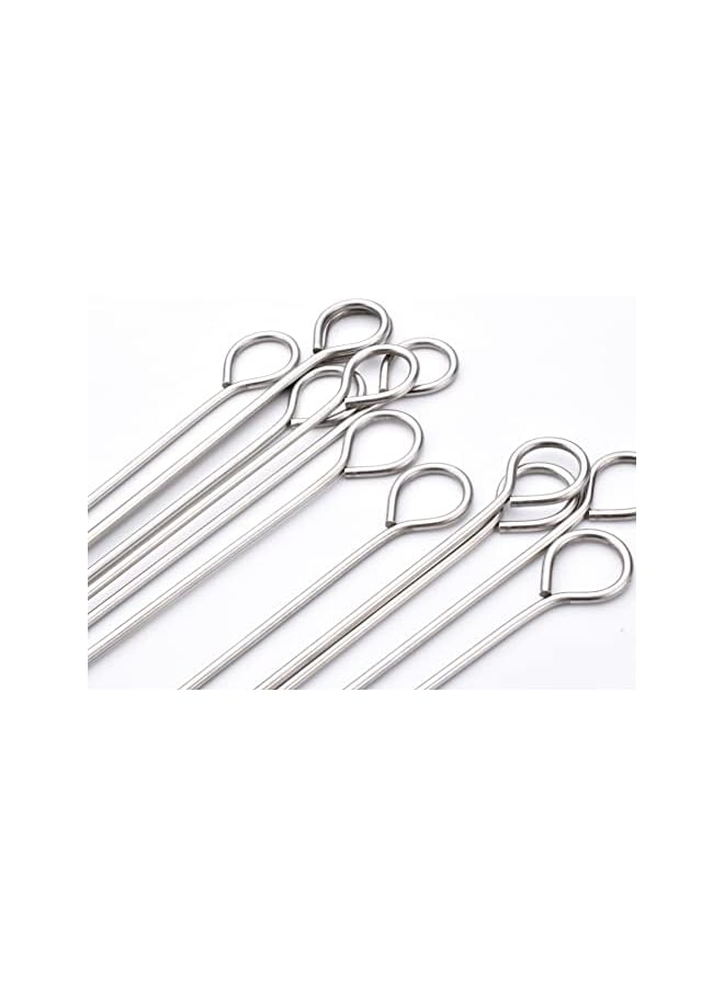 S-TOP 10 Inch Metal Barbecue Skewers, Stainless Steel BBQ Skewers, Shish Kebab Kabob Skewers 12 Pcs - Image 3