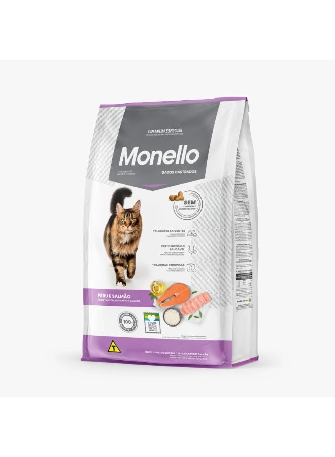 MONELLO Sterilized Adult Cat Dry Food Turkey & Salmon 1kg – Weight Control Formula - Image 1