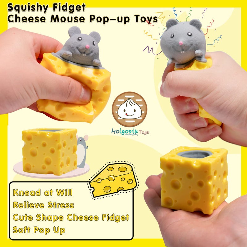 Holgosiu Squishy Mice Stress Relief Rat Fidgets in Cheese Anxiety Relief Squeeze Ball Squish Mouse Toys - Image 3