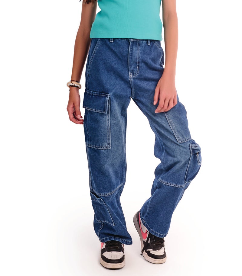 Kids Unisex Jeans cargo in dark blue