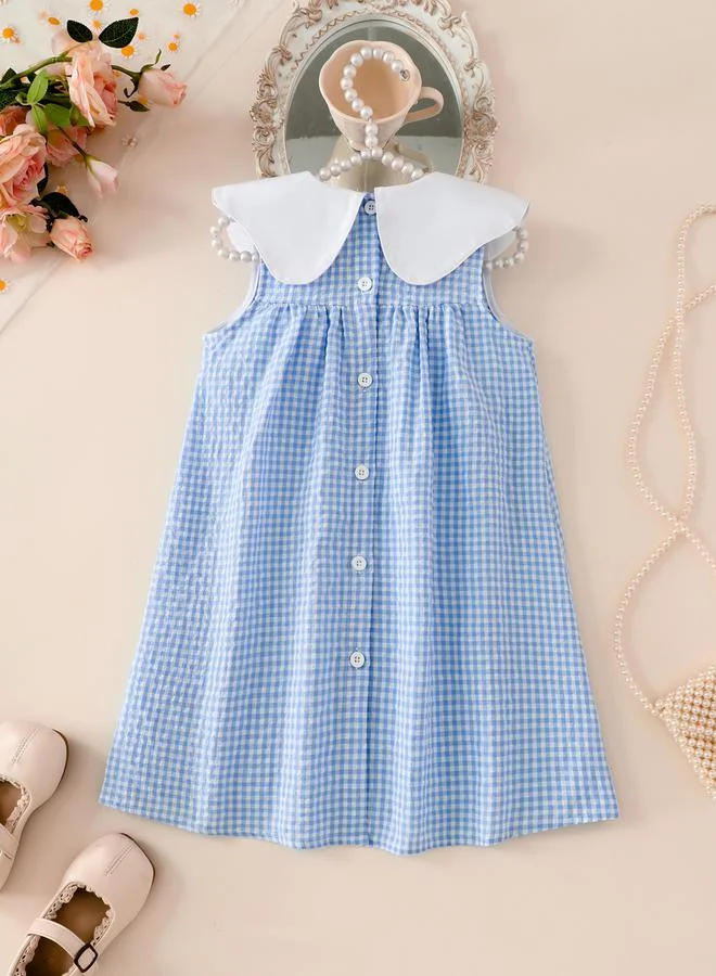 تايك تو فستان مربعات بدون أكمام بطول الركبة للأطفال