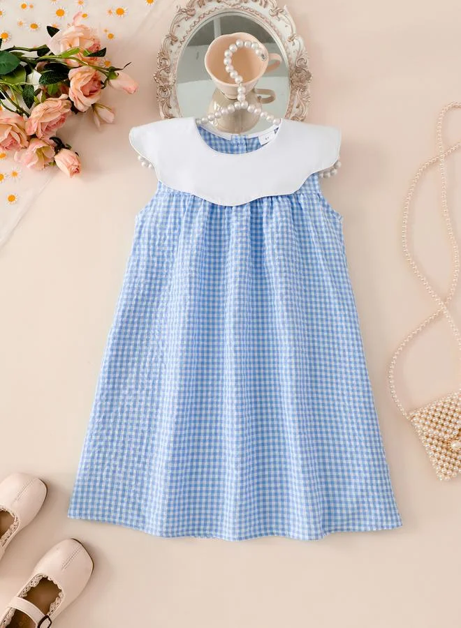 تايك تو فستان مربعات بدون أكمام بطول الركبة للأطفال