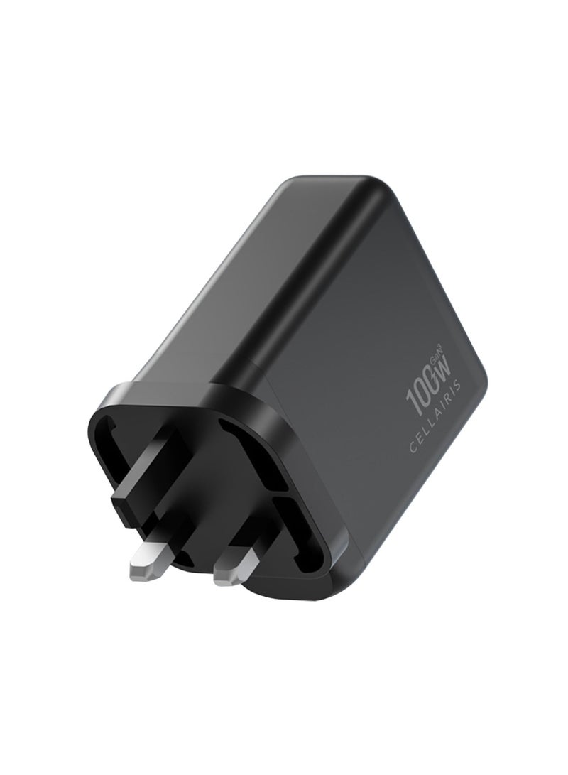 Cellairis GaN3 100W Fast Wall Charger – PD & QC Charging, Dual Type-C & USB Ports, Compact Design - Image 1