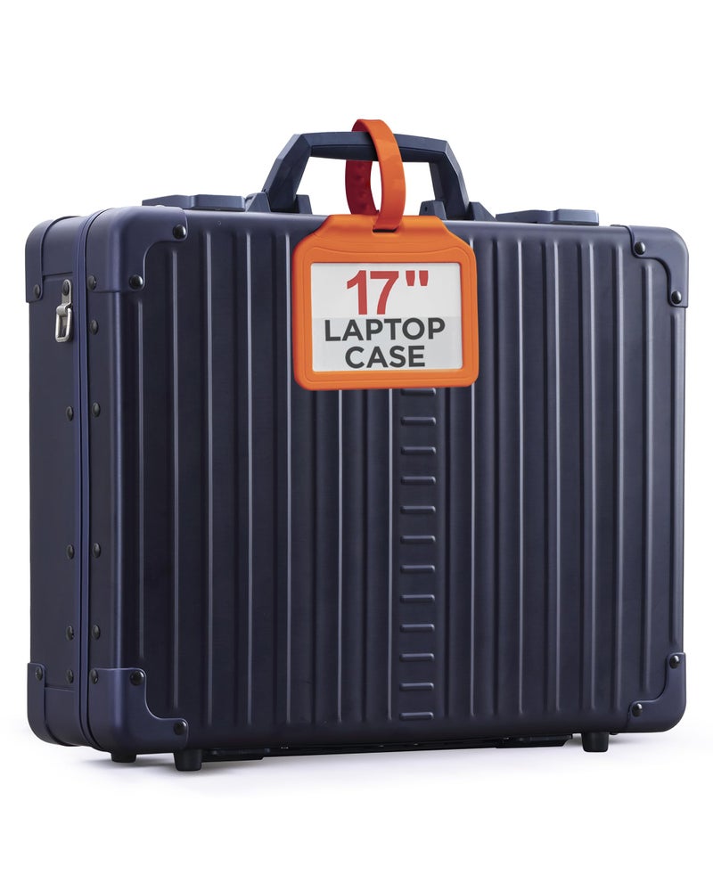 Aleon All Aluminum Lightweight 17" Premiuim Laptop Briefcase for Men – Shockproof Hard Shell Attache Case with Two TSA Key Locks, Metal Carrying Case for Travel, Storage, and Business Equipment (Sapphire) - Image 1
