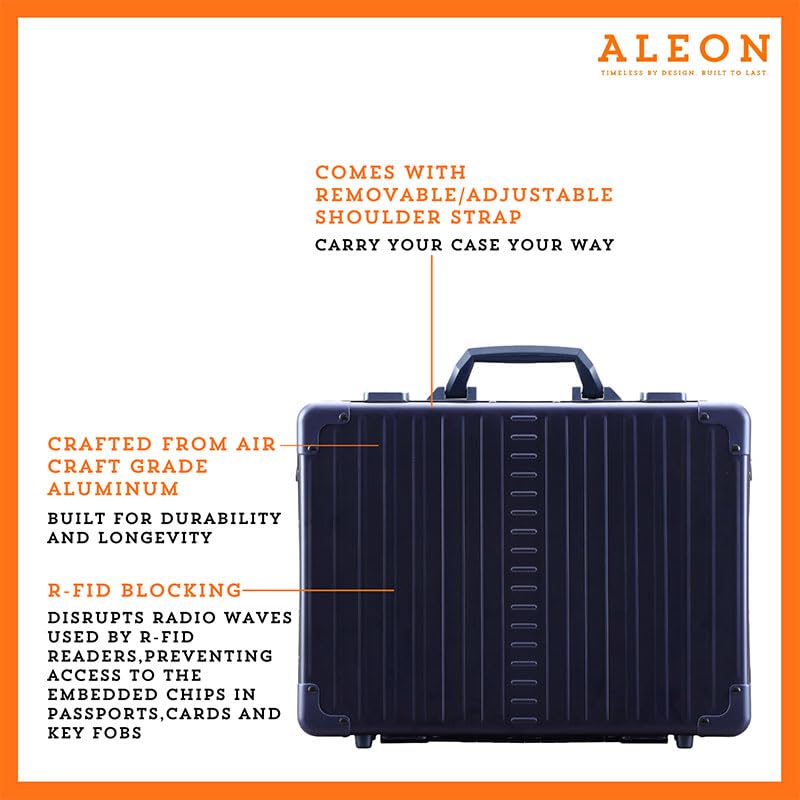 Aleon All Aluminum Lightweight 17" Premiuim Laptop Briefcase for Men – Shockproof Hard Shell Attache Case with Two TSA Key Locks, Metal Carrying Case for Travel, Storage, and Business Equipment (Sapphire) - Image 3