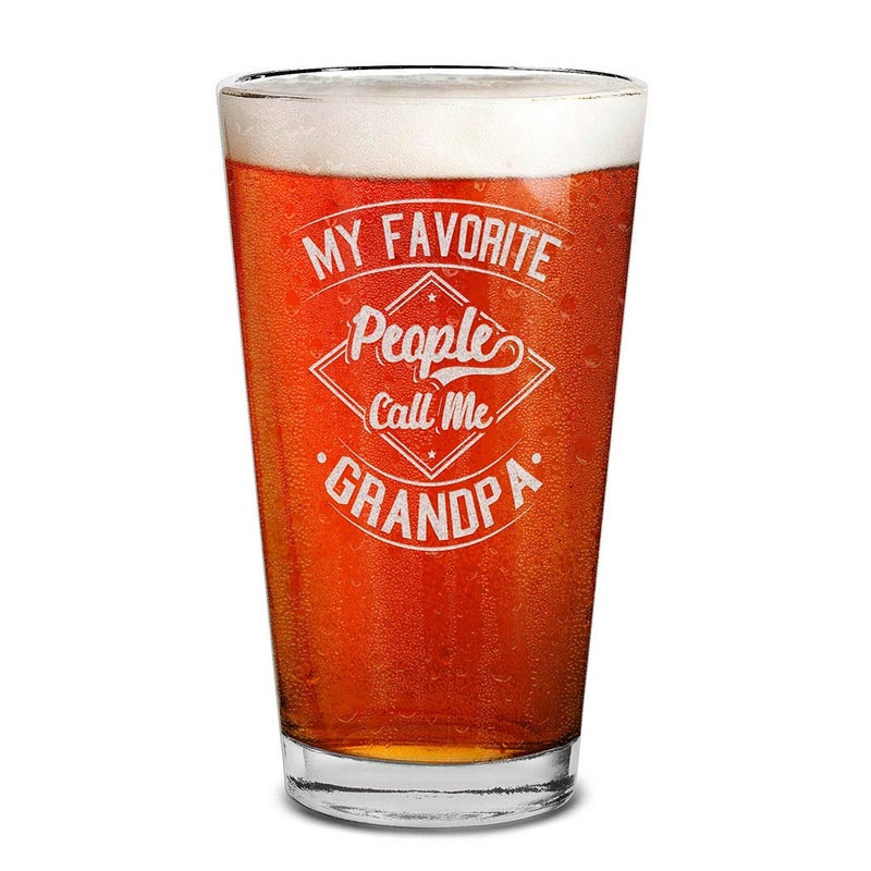 Shop4Ever shop4ever My Favorite People Call Me Grandpa Laser Engraved Beer Pint Glass Grandpa Fathers Day Gift From Grandkids 