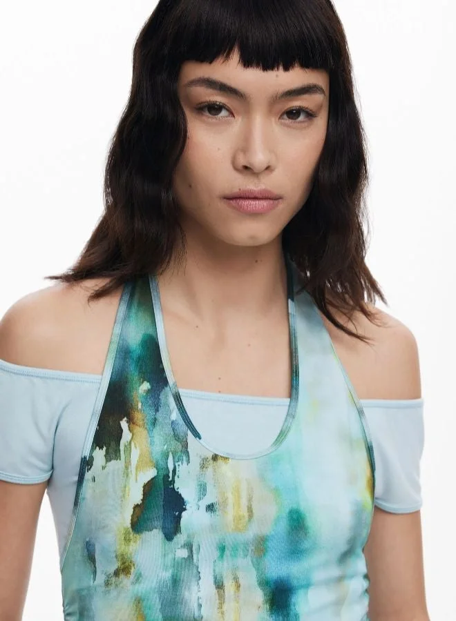 Desigual Multicolour Double-Layer Effect T-Shirt for Women | Best Price UAE