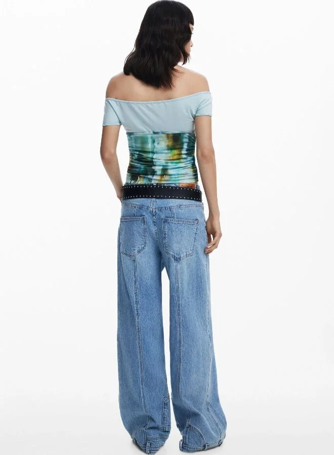 Desigual Multicolour Double-Layer Effect T-Shirt for Women | Best Price UAE