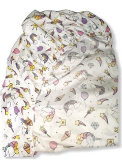 Bebek Özel Baby Special 100% Cotton Baby and Kids Elastic Bed Sheet White Unicorn Patterned 70 x 140 cm  - Image 2
