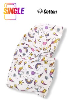 Bebek Özel Baby Special 100% Cotton Baby and Kids Elastic Bed Sheet White Unicorn Patterned 70 x 140 cm  - Image 1