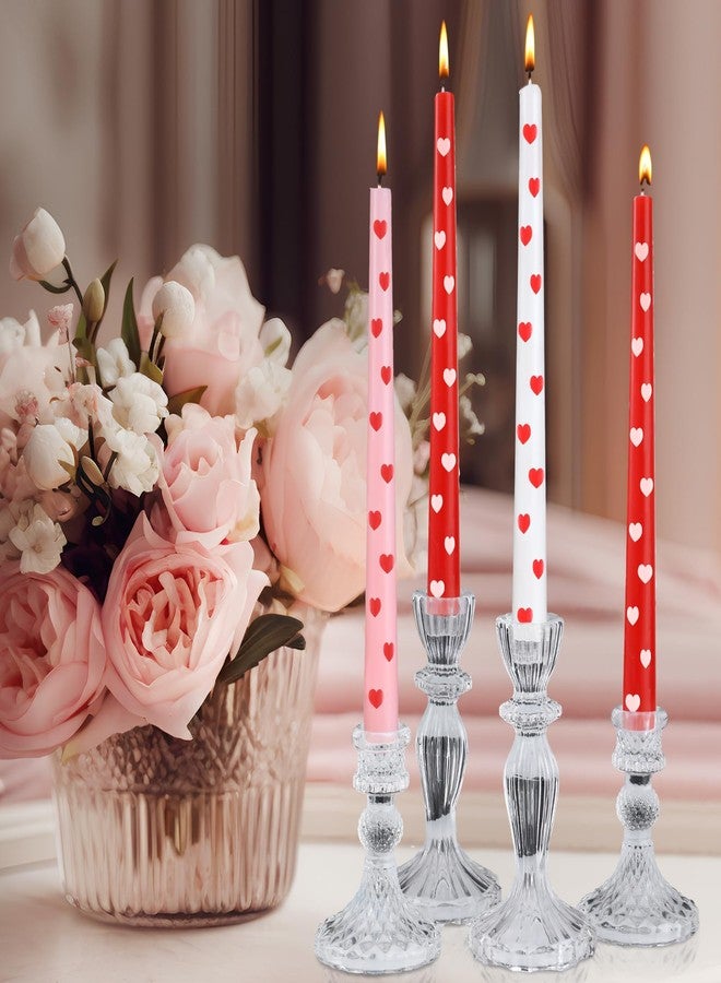 Conelist 6 Pcs Heart Taper Candles 10 Inch Pink Red White Valentine's Day Taper Candles Dinner Candles, Unscented Taper Candlesticks Ideal Valentines Day Gift - Image 4