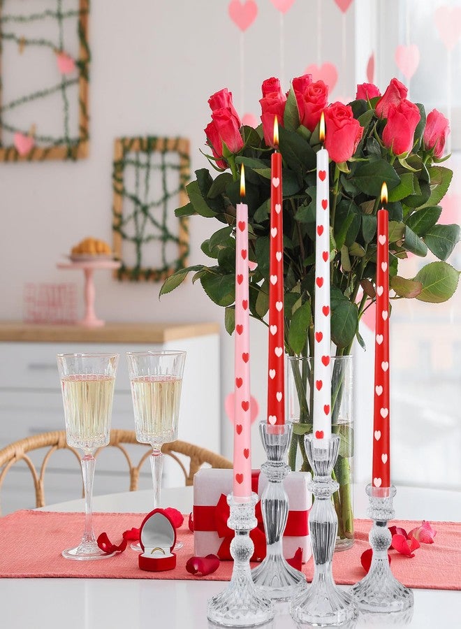 Conelist 6 Pcs Heart Taper Candles 10 Inch Pink Red White Valentine's Day Taper Candles Dinner Candles, Unscented Taper Candlesticks Ideal Valentines Day Gift - Image 5