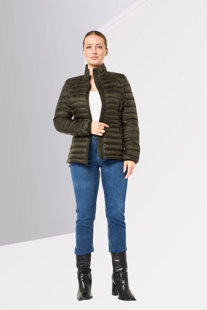 Napapijri Women Quilted Puffer Jacket, Forest Green - Image 2