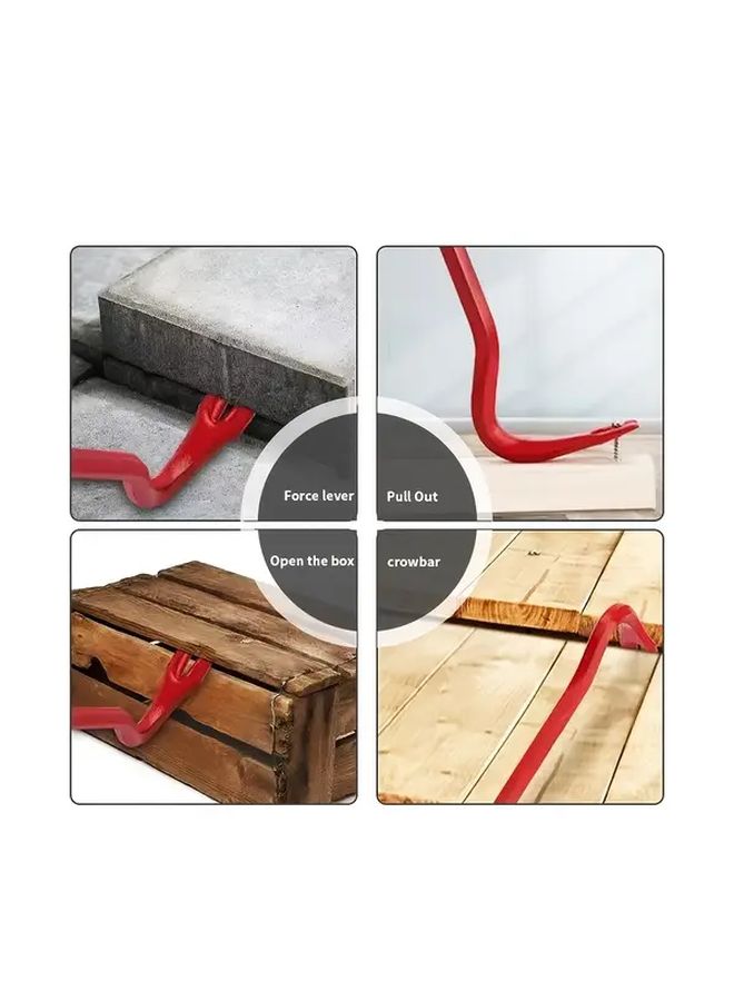 Heavy Duty Six Sided Nail Starter Tool Industrial Pry Bar With Red And Black Grip - Image 4