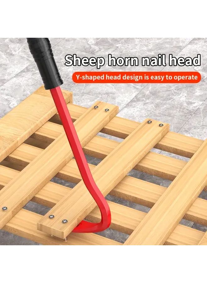 Heavy Duty Six Sided Nail Starter Tool Industrial Pry Bar With Red And Black Grip - Image 5