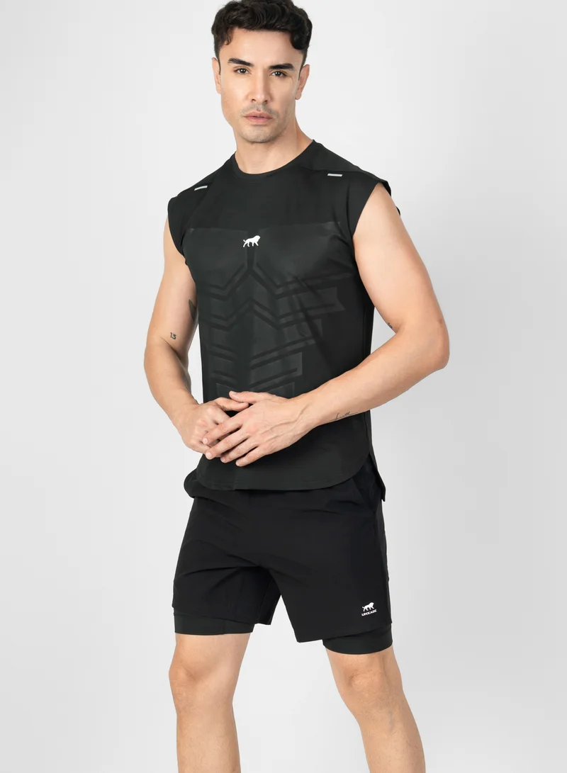 انكسيخ UNXAGE Dual-Layer Training Shorts for Men - 2-in-1 Quick Dry Compression Liner Gym Shorts | Nylon Spandex Running Workout Shorts with Pockets | Blackout