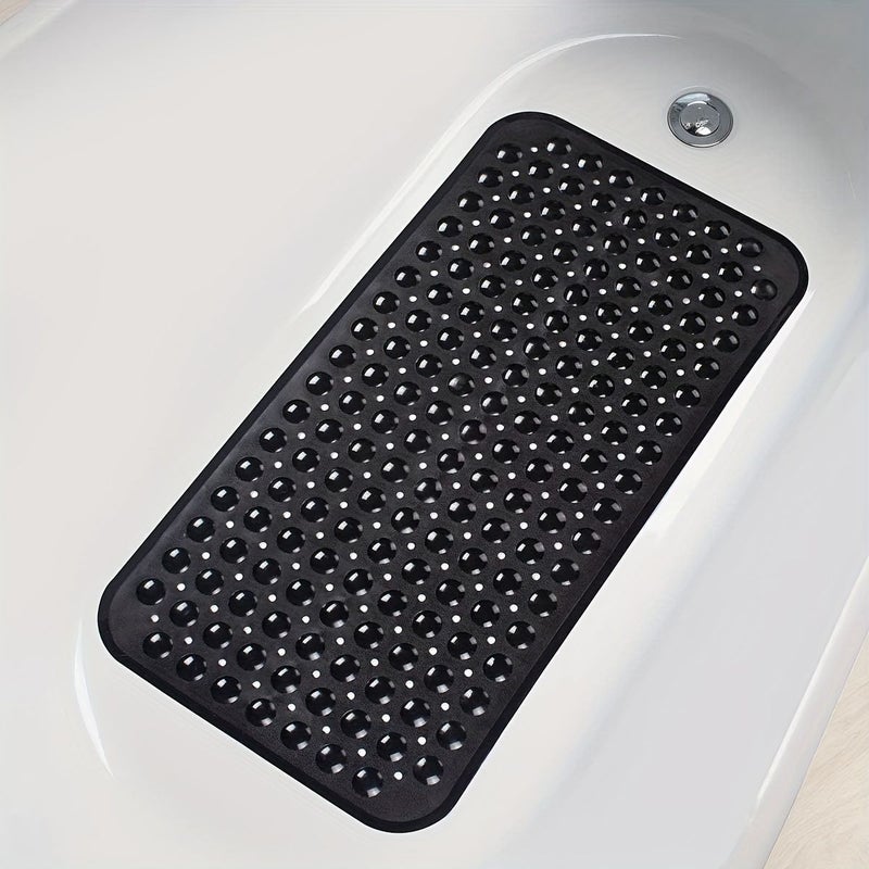 Grey 27.6x15 Inch Bathtub Mat Non Toxic Odorless Plastic Thick Anti Slip Suction Cups - Image 1