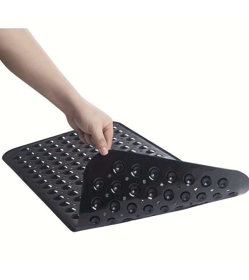 Grey 27.6x15 Inch Bathtub Mat Non Toxic Odorless Plastic Thick Anti Slip Suction Cups - Image 4