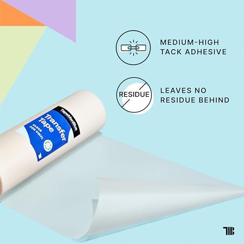 TapeManBlue Clear Transfer Tape for Vinyl, 12" x 50' Roll, Made in America, Premium Vinyl Transfer Tape for Crafts, Decals, and Letters - Image 3