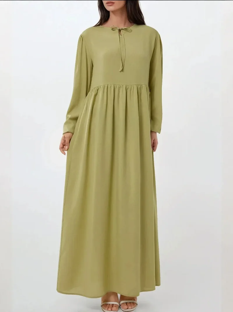 HICCUP Maxi Dress with A-Form Fit and Crew Neck