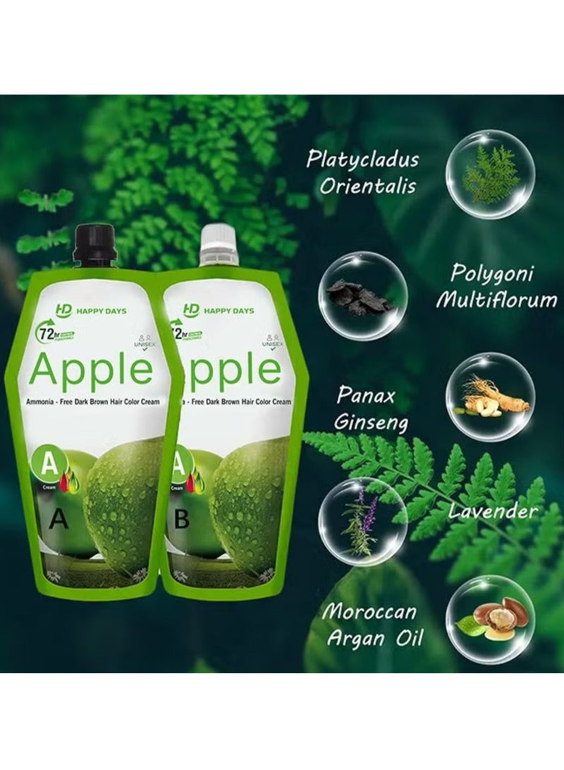 HAPPY DAYS Apple Ammonia free Dark Brown hair color cream - Image 4