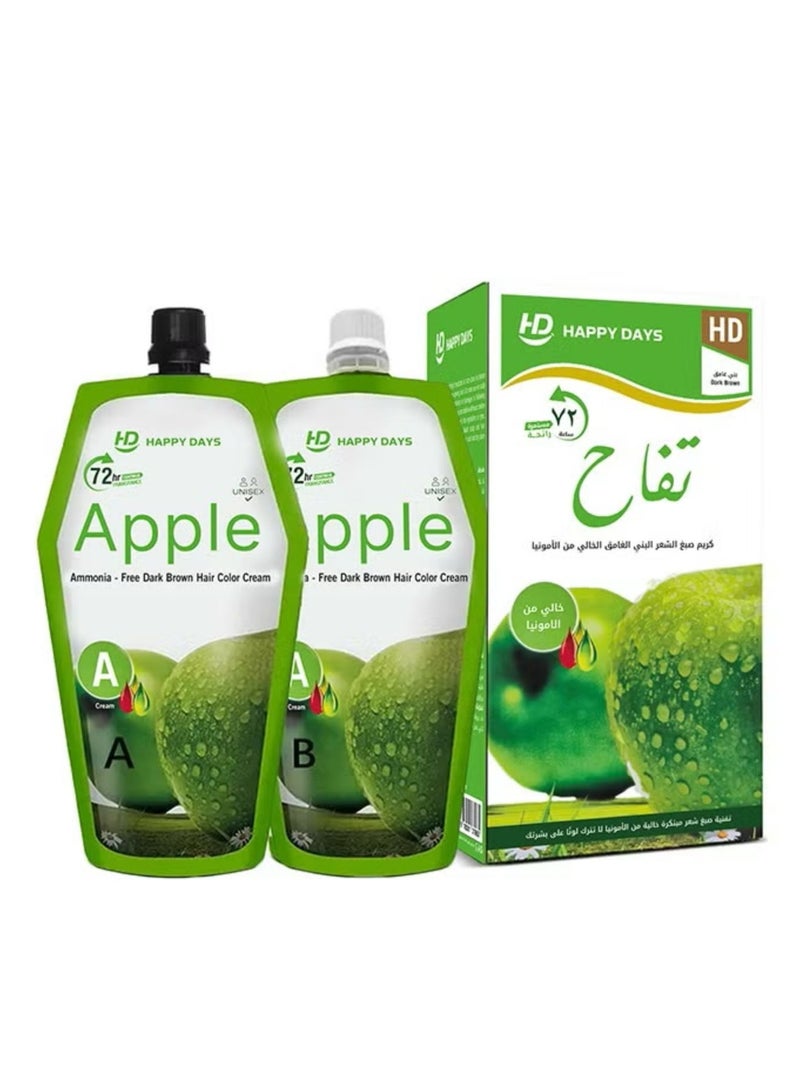 HAPPY DAYS Apple Ammonia free Dark Brown hair color cream - Image 2