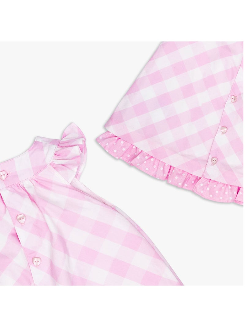 MOON 100% Cotton Dress With Headband 0-3M Pink - Pink Gingham - Image 3