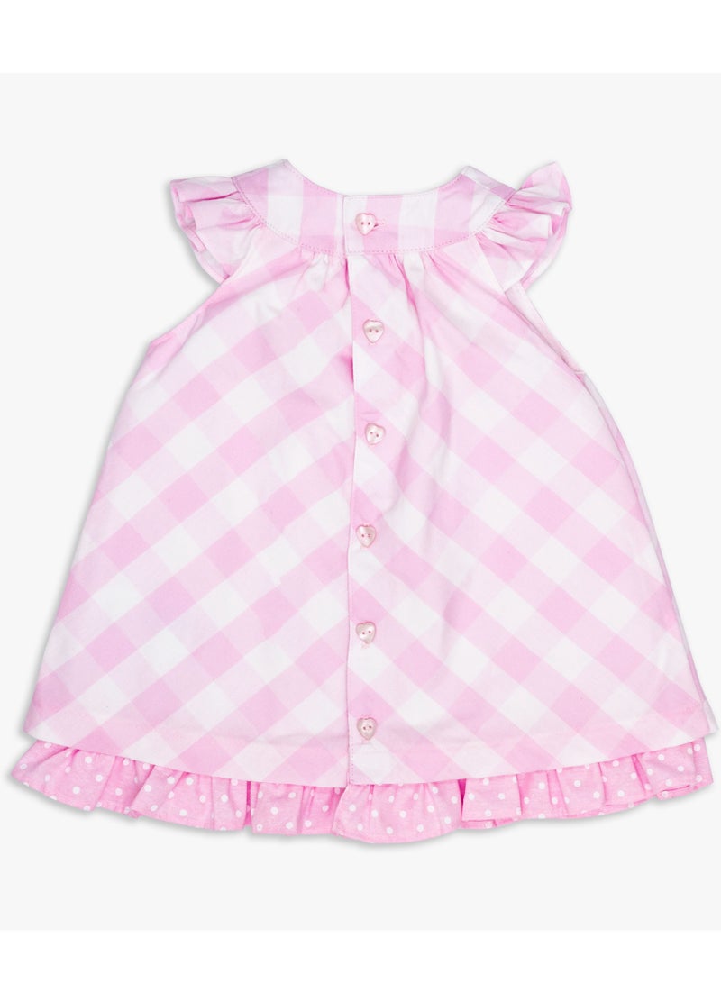 MOON 100% Cotton Dress With Headband 0-3M Pink - Pink Gingham - Image 2