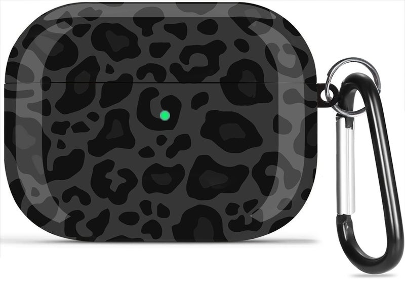 Olytop for Airpods Pro 3rd Gen Case 2025, Cute Leopard Air pods Pro 3rd Generation Protective Hard Skin Women Girl with Keychain for Apple iPod Pro 3 Gen Case - Black/Grey Leopard - Image 1