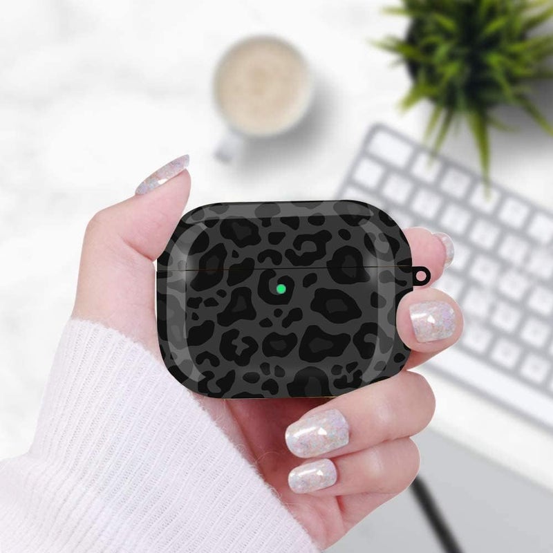 Olytop for Airpods Pro 3rd Gen Case 2025, Cute Leopard Air pods Pro 3rd Generation Protective Hard Skin Women Girl with Keychain for Apple iPod Pro 3 Gen Case - Black/Grey Leopard - Image 4