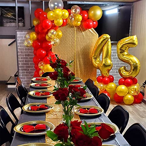 Lazybeee Red Gold Confetti Balloons Garland Arch Kit, 120 PCS 12in 10in 5in Latex Metallic Gold Red Confetti Balloons for Birthday Wedding, Anniversary, Celebrations, Valentine's Day Party Decoratio - Image 3
