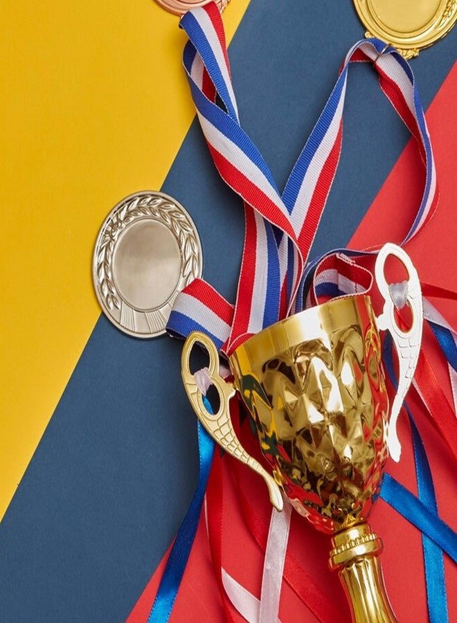 Apausvcm 20 Pieces Award Ribbons, Red White Blue Medal Ribbons with Snap Clips Classic Striped Medal Lanyards Flat Lanyard Medallion Holder for Competitions Meeting Sport Party Student Awards - Image 4