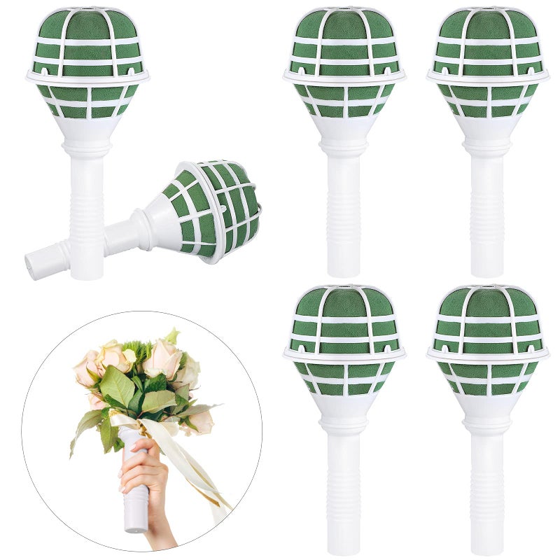 Geiserailie Wedding Bouquet Holder Bridal Bouquet Holders for Artificial Flowers Foam Bouquet Holder Handle for Weddings Flower Arrangement Gardening Supplies 6 Pieces