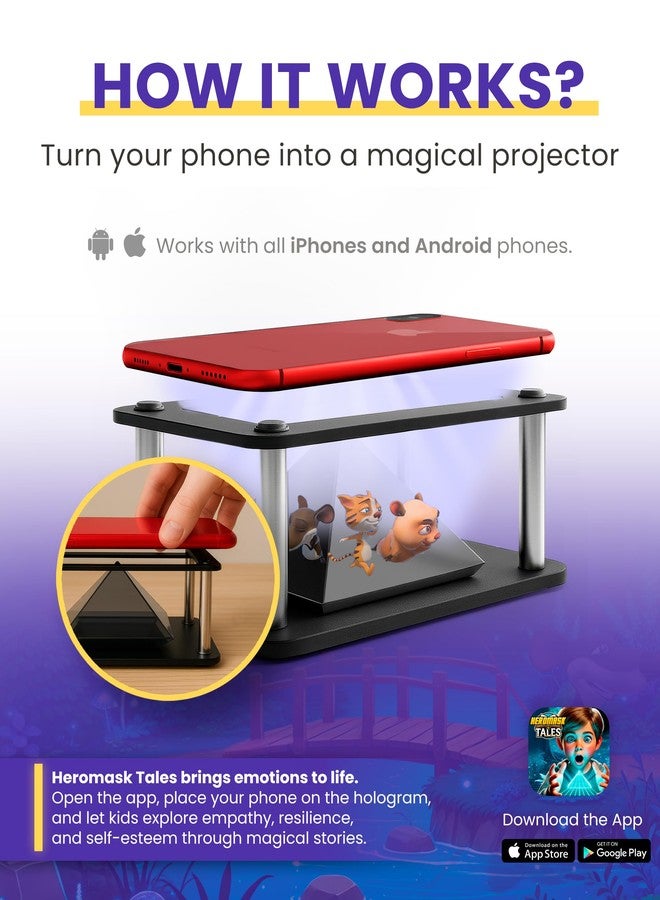 Heromask Tales: 3D Stories in 5 Languages | Gift Ages 4-10 | Innovative Educational Hologram Pyramid | Narrated by Native Storytellers in Multiple Languages to Develop Kids' Emotional Intelligence - Image 3
