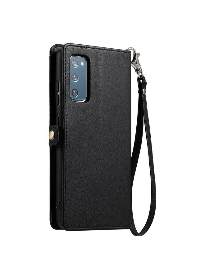 S-TOP Case For Samsung Galaxy S20 FE 5G Wallet Multi-card Slot Leather Phone Case with Lanyard - Image 3