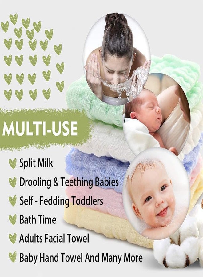 Zebroc 100% Cotton Muslin Baby Burp Cloth | 6-Layer Soft Gauze Washcloth | 28×28 cm Absorbent & Quick-Dry Multipurpose Towel for Newborns | Available in 5 Colours (2, White (28 X 28 CM)) - Image 5