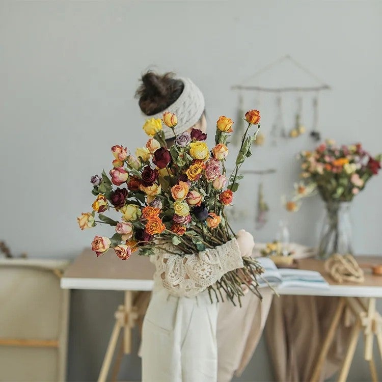 Bluejw M008 Natural Dried Roses Bouquet - Forever Lasting Decor, Real Dry Flowers & Plants Arrangement - Image 4