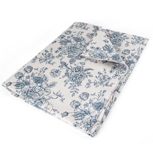 LOVOUS Linen Blue Floral Fabric by The Yard - Upholstery Fabric by The Yards Floral Pattern Sewing Quilting Cloth 60 Inch Width for Chairs Sofas Tablecloth Curtains Reupholstery DIY Projects - 2 Yard - Image 5