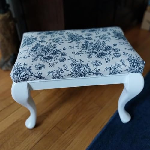 LOVOUS Linen Blue Floral Fabric by The Yard - Upholstery Fabric by The Yards Floral Pattern Sewing Quilting Cloth 60 Inch Width for Chairs Sofas Tablecloth Curtains Reupholstery DIY Projects - 2 Yard - Image 4