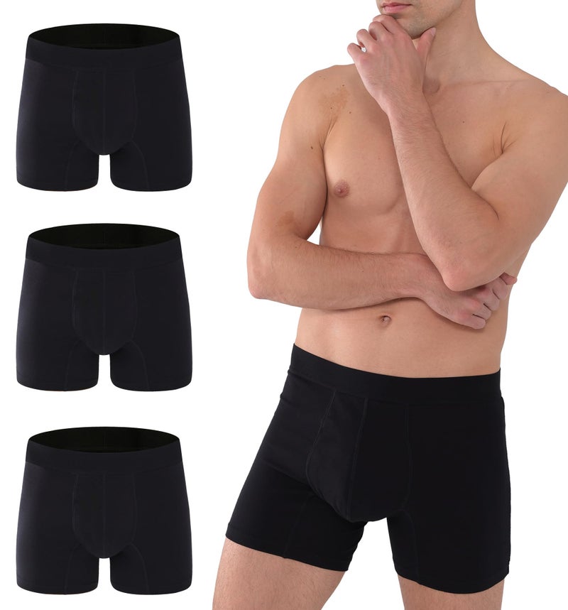 AIRCUTE Washable Absorbency Urinary Incontinence Underwear for Men Boxer Briefs for Bladder Leaks 60 ML 3 Pack 4XLarge 3 Black
