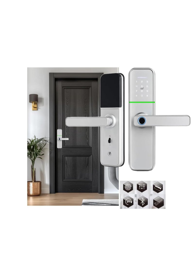 KNP KNP Electronic Smart Door Lock with In-Built WIFI Gateway and 5 Functions- Fingerprint, Passcode, Mobile App, Smart IC Card, Metal Key (2 YEARS WARRANTY) 10 x 15 x 10 cm  - Image 1