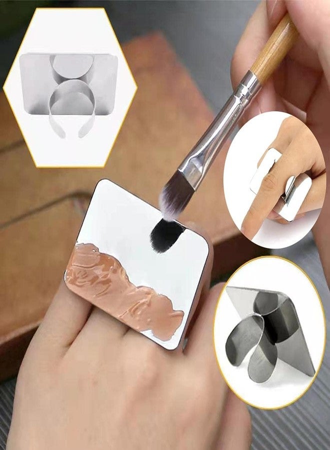Ruby Face Rubyface 2Pcs Cosmetic Mixing Makeup Palette Spatula Makeup Artist Tool Mini Ring Palette, Beauty Salon Color Cream Mixing Palette With A Spatula Makeup Nail Art Palette (SET- A) - Image 5